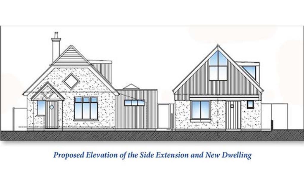 Lot: 8 - BUNGALOW WITH PLANNING FOR EXTENSION AND NEW BUILD TWO-BEDROOM BUNGALOW - Living room leading through to kitchen and bedroom